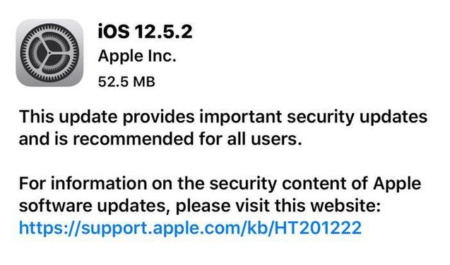 宜秀苹果手机维修分享iOS12.5.2发布，建议所有老苹果用户安装 